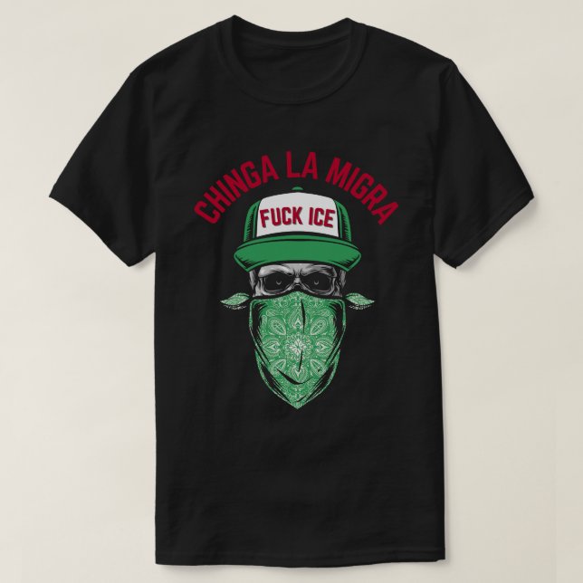 Camiseta Maldita La Migra Caveira (Frente do Design)