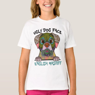 Camiseta Maldita única língua inglesa Mastiff feia cara de 