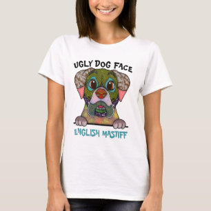 Camiseta Maldita única língua inglesa Mastiff feia cara de