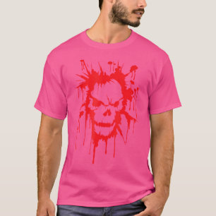 Camiseta Maldito Caveira Sanguínea Com Morto Face Pesada