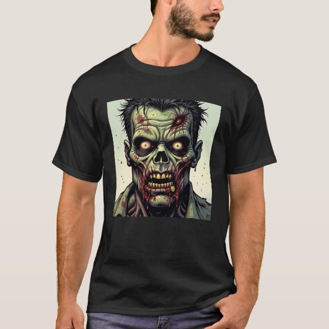 Camiseta Maldito Zombie Rosto de Bicicleta Pop de Arte Hall (Frente)