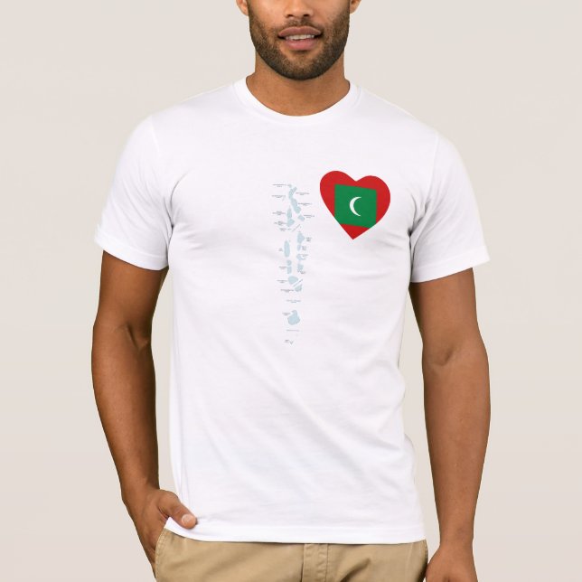 Camiseta Maldivas Flag Heart and Map T-Shirt (Frente)