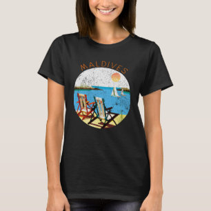 Camiseta Maldivas Retro Lembrança Férias na praia vintage