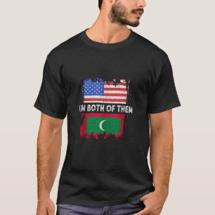 Camiseta Maldivas Sinalizador Eu sou Ambos EUA América Mald