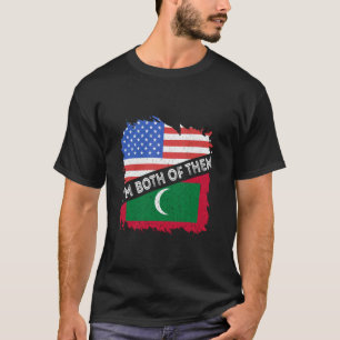 Camiseta Maldivas Sinalizador Eu sou Ambos EUA América Mald
