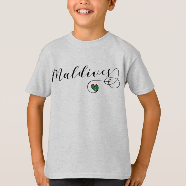 Camiseta Maldives Flag Heart, Maldivas (Frente)