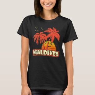 Camiseta Maldives Summer Palm Trees 80s Beach Sunset