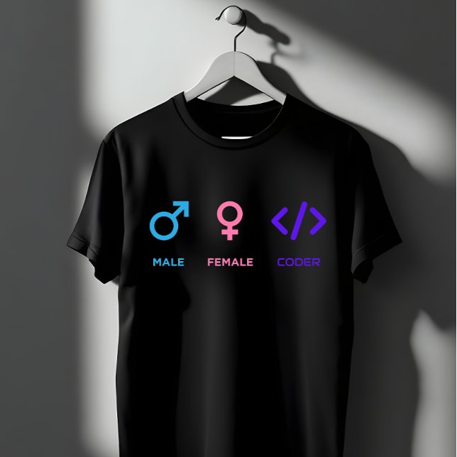 Camiseta Male Female Coder Symbol | Funny Programmer Gift (Criador carregado)