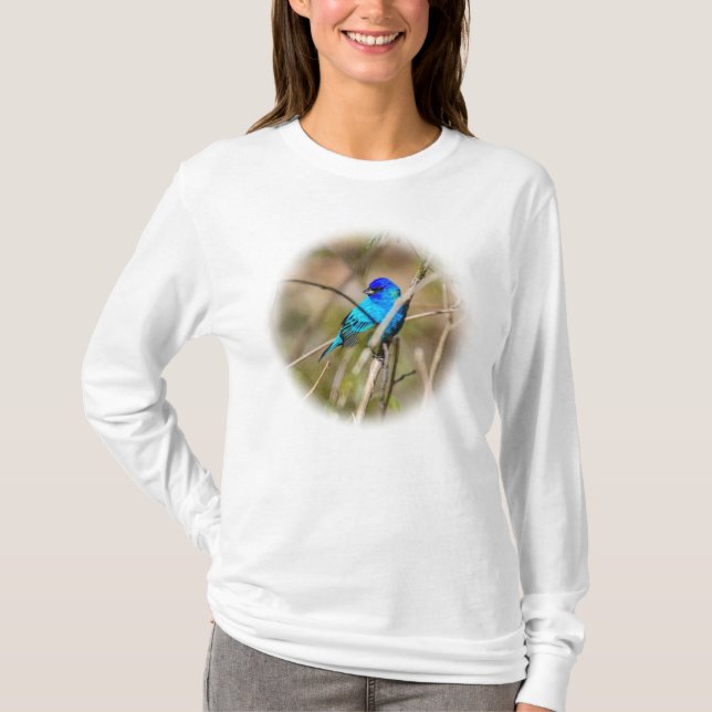 Camiseta Male Indigo Bunting Songbird L/S T-Shirt (Frente)