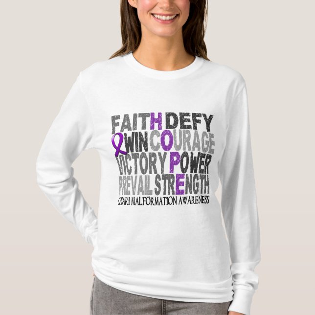 Camiseta Malformação de Chiari da colagem da palavra da (Frente)