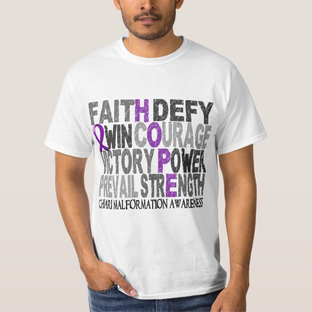 Camiseta Malformação de Chiari da colagem da palavra da (Frente)