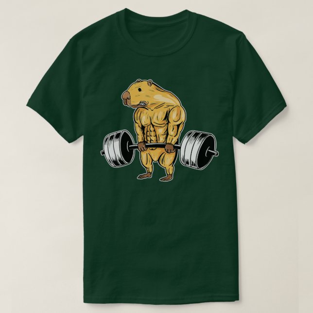 Camiseta Malhação de Elevação de Peso da Capybara Bodybuild (Frente do Design)