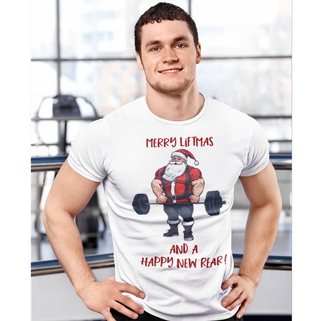 Camiseta Malhação engraçada Papais noeis de Natal de Natal  (Funny personal trainer Christmas shirt. MERRY LIFTMAS. A great pun for at the gym this holiday.)