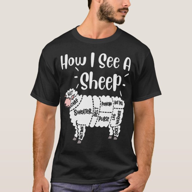 Camiseta Malhando Como Eu Vejo Uma Ovelha Fio de Lã Tricote (Frente)