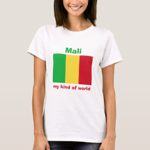 Camiseta Mali Bandeira + Mapa + Texto