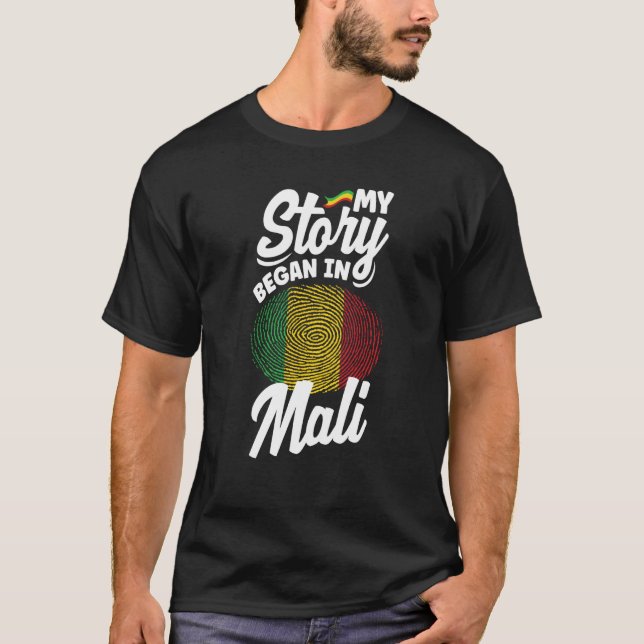 Camiseta Mali Mali Bandeira Minha História Começou No Mali (Frente)