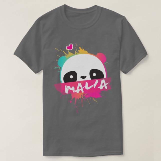Camiseta MALIABeaulinda nome de garota com Panda Premi ador (Frente do Design)