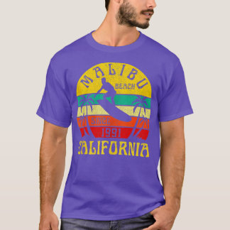 Camiseta Malibu Beach California Surfing Surfer Ocean Vinta