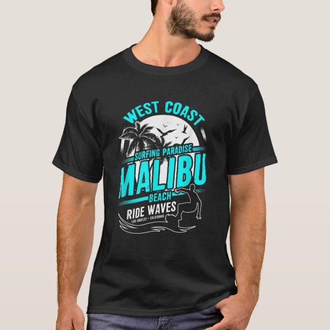 Camiseta Malibu Beach California West Coast Surfers T (Frente)