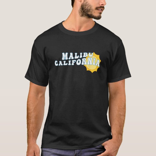 Camiseta Malibu California CA Retro Wavy Souvenir Vacation (Frente)