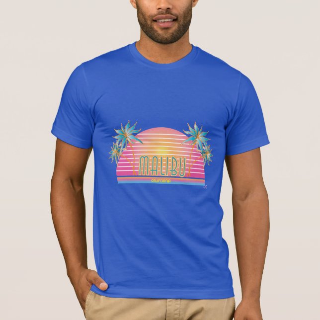 Camiseta Malibu, California Sun, Palms Graphic T-shirt (Frente)
