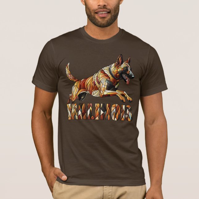 Camiseta Malinois Belga - Arte Mosaica (Frente)