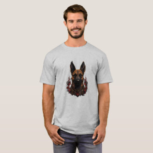Camiseta Malinois belga cerimoniais com traje de guerreiro