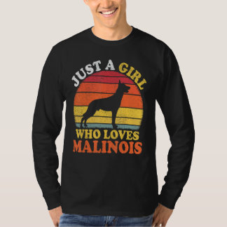 Camiseta Malinois Dog Vintage Apenas Uma Menina Que Ama Mal