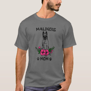 Camiseta Malinois Mãe Cachorro Mãe Primavera Flor Cachorinh