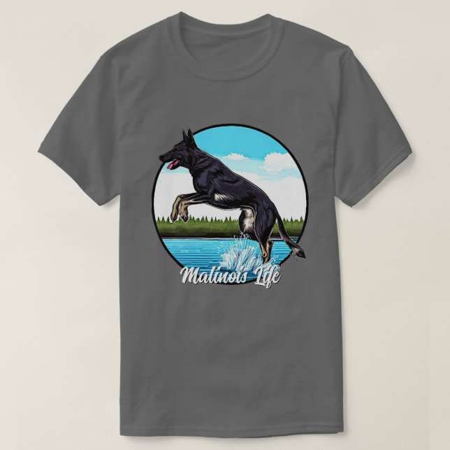Camiseta Malinois Pretos na Água (Frente do Design)
