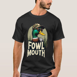 Camiseta Mallard Duck Fowl Mouth Engraçado Caçador de Patos