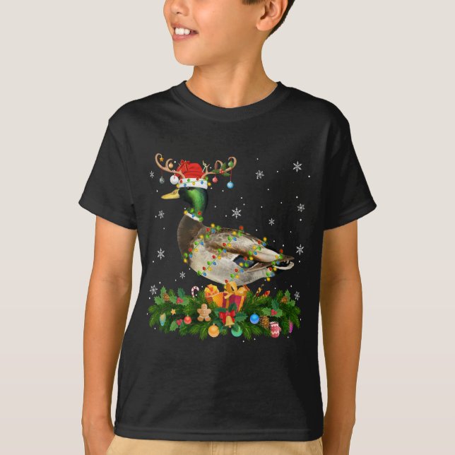 Camiseta Mallard Duck Lover Reindeer Santa Hat Mallard Chri (Frente)