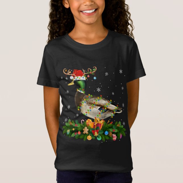 Camiseta Mallard Duck Lover Reindeer Santa Hat Mallard Chri (Frente)