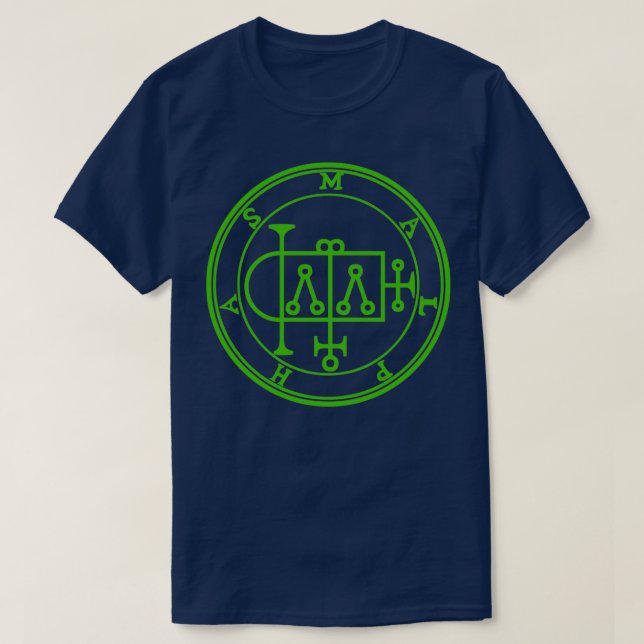 Camiseta Malphas Sigil constrói casas verdes (Frente do Design)