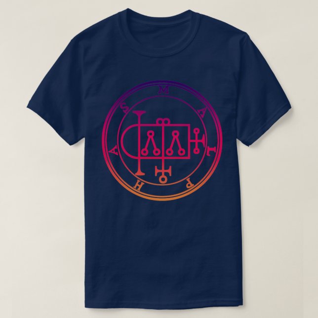 Camiseta Malphas Sigil Construi Casas Laranja Roxo (Frente do Design)