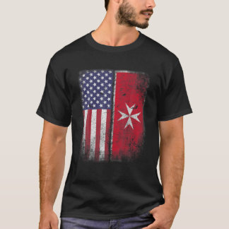 Camiseta Malta American Flag Malta Cross Usa America Gif