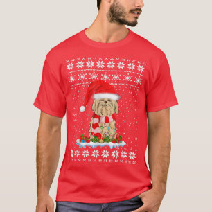 Camiseta Maltês Aloja Frio Xmas Sweater Luz Santa Hat