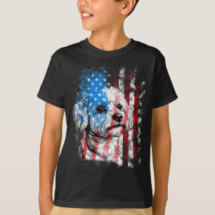 Camiseta Maltês Amante de Cães Dia 4 de Julho Homens Mulher