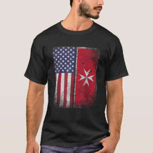 Camiseta Maltês American Flag Malta Cross Usa America Gift
