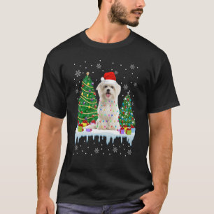 Camiseta Maltês Árvore De Natal Xmas Luzes De Cachorro