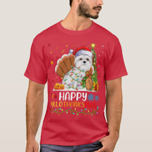 Camiseta Maltês Cachorro Sozinho Feliz Cachorro Maltês Olá
