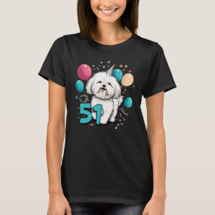Camiseta Maltês Cão 511ruas Aniversário Parte 51 Anos