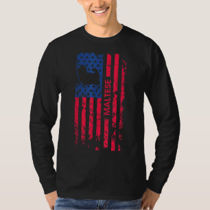 Camiseta Maltês Cão Patriótico Bandeira Americana 4 De Julh