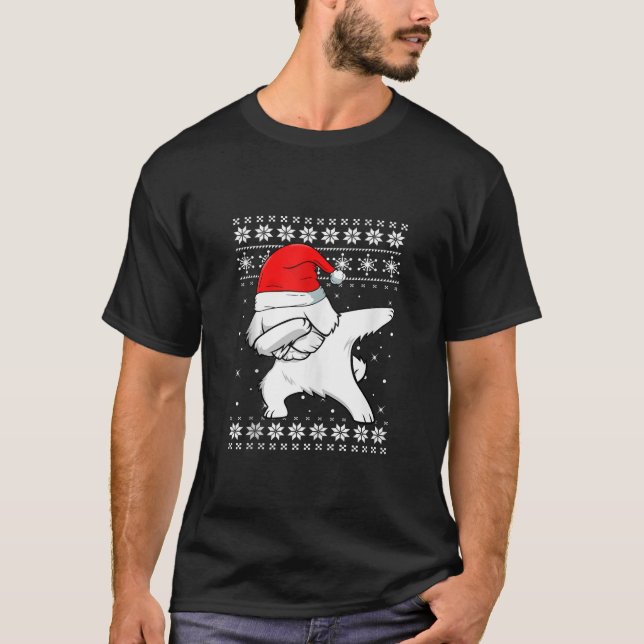 Camiseta Maltês Dançando Cachorro Feio Suor Natal P (Frente)