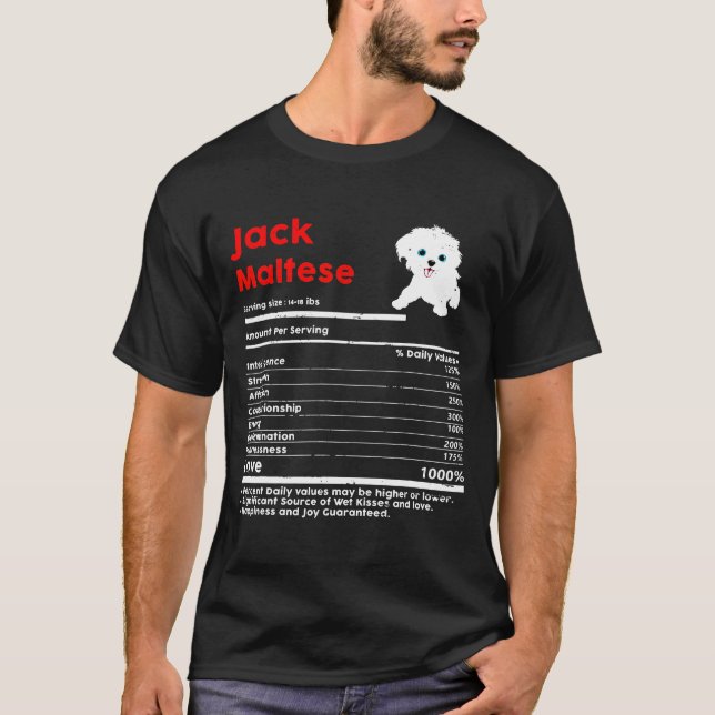 Camiseta Maltês Fatos Nutrição Cão (Frente)