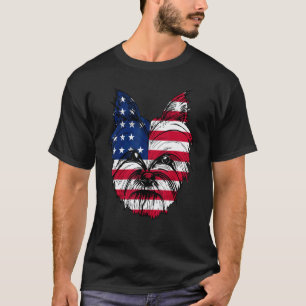 Camiseta Maltês Husky Vintage Com Bandeira Dos EUA 4 De Jul