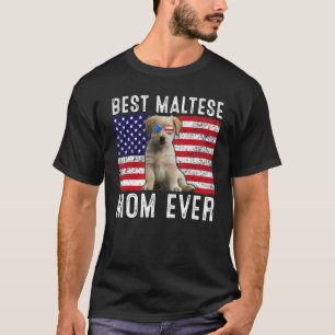 Camiseta Maltês Mãe Americana Bandeira Americana Proprietár