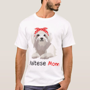 Camiseta Maltês Mãe Cão Bandana Pet Lover WoMaltês
