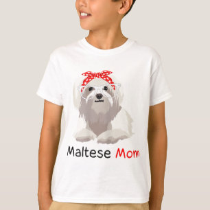 Camiseta Maltês Mãe Cão Bandana Pet Lover Womens Maltês