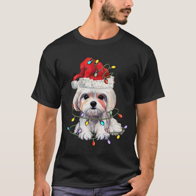 Camiseta Maltês - Natal, Xmas Maltês - Cão Maltês (Frente)
